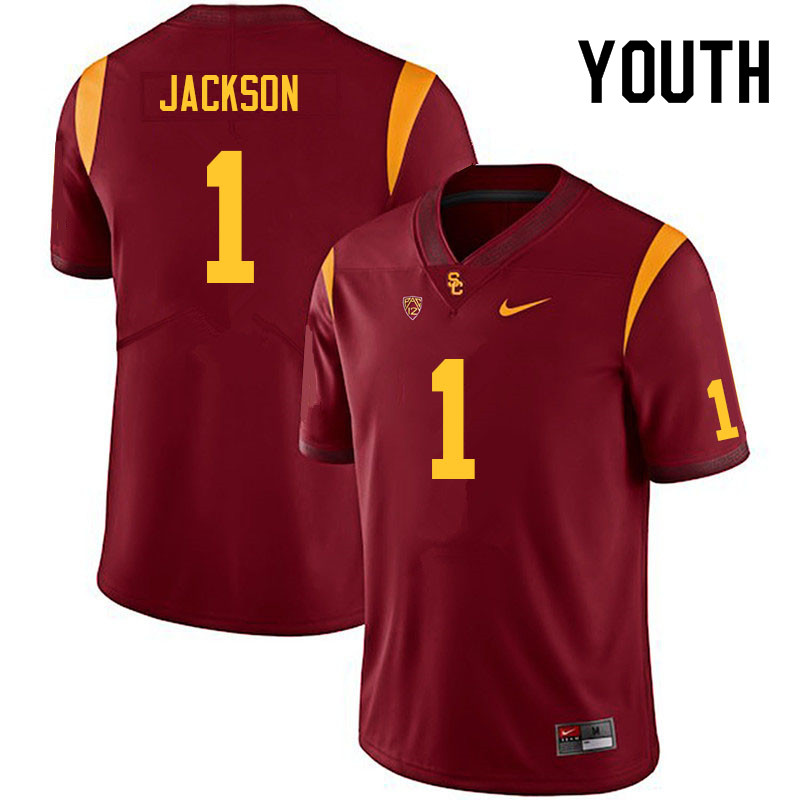 Youth #1 Domani Jackson USC Trojans College Football Jerseys Sale-Cardinal - Click Image to Close
